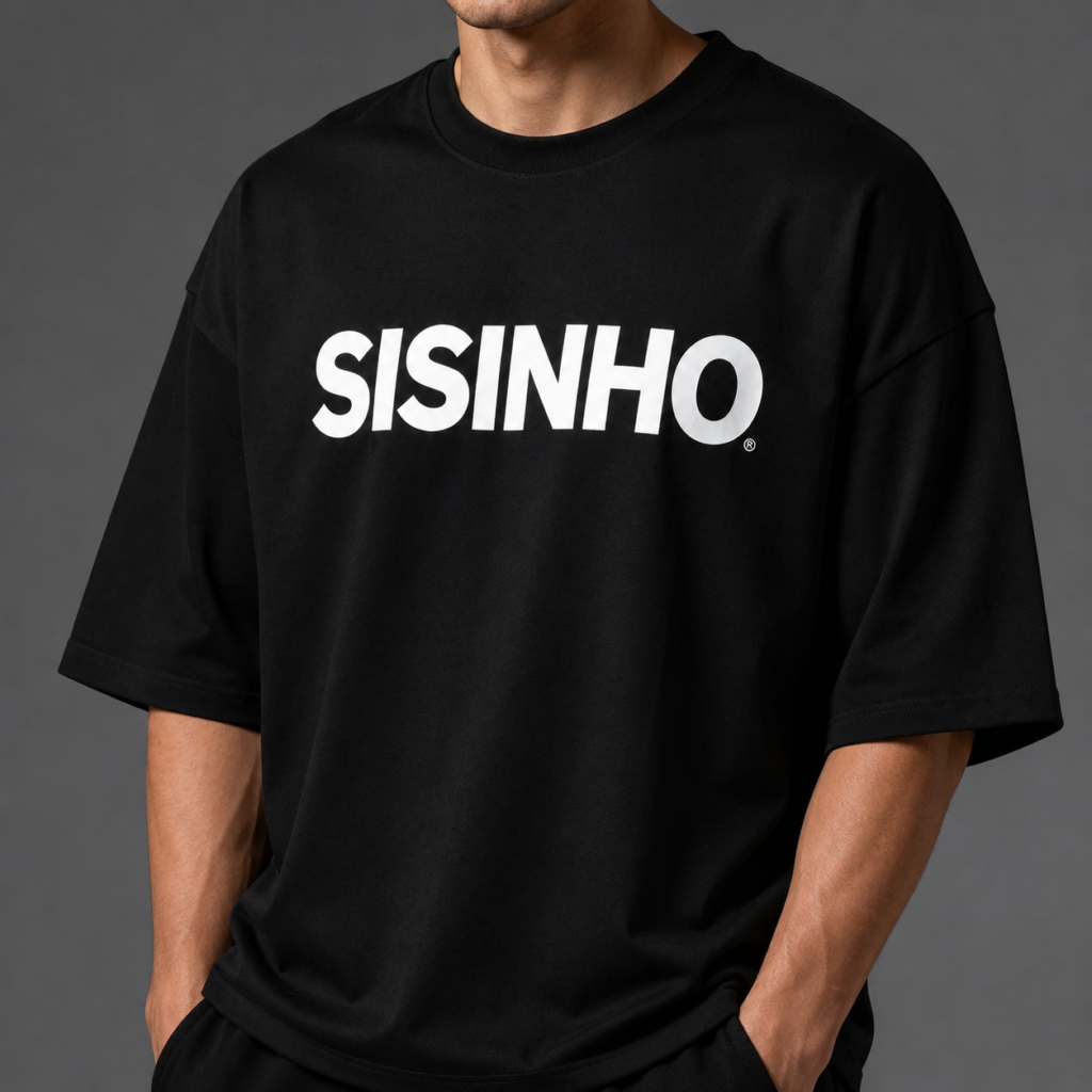 Oversized Black Shirt with Sisinho Design