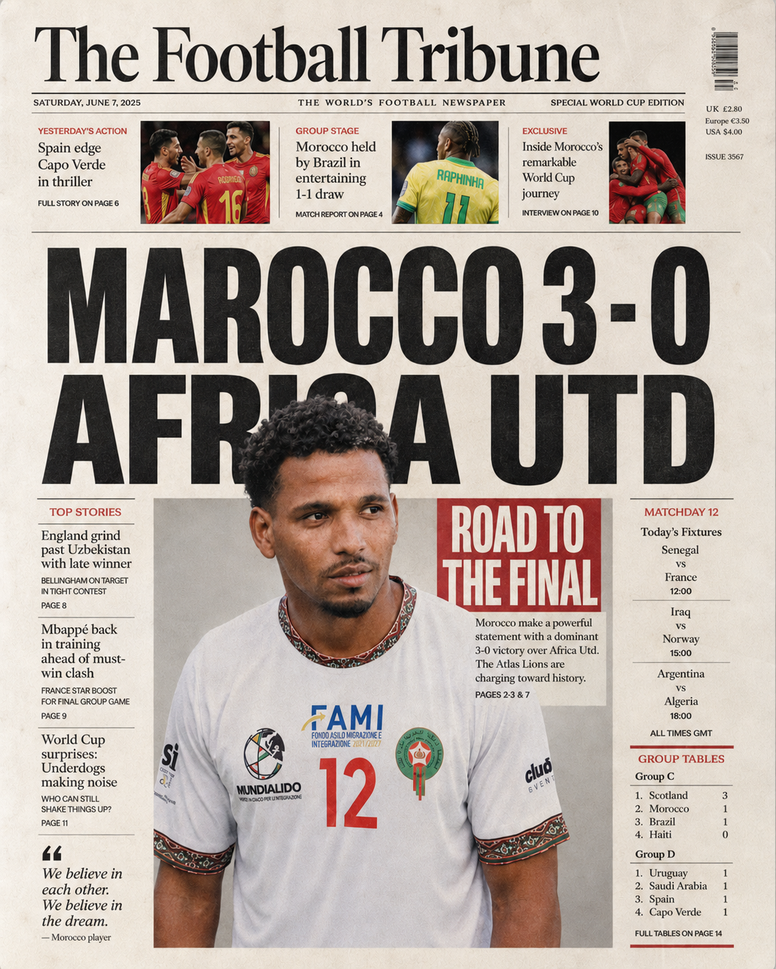 Football Newspaper Cover